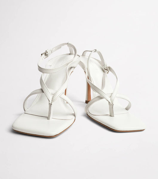 White Tony Bianco Faythe White Kid 10.5cm Thong Sandals | BZASO28864