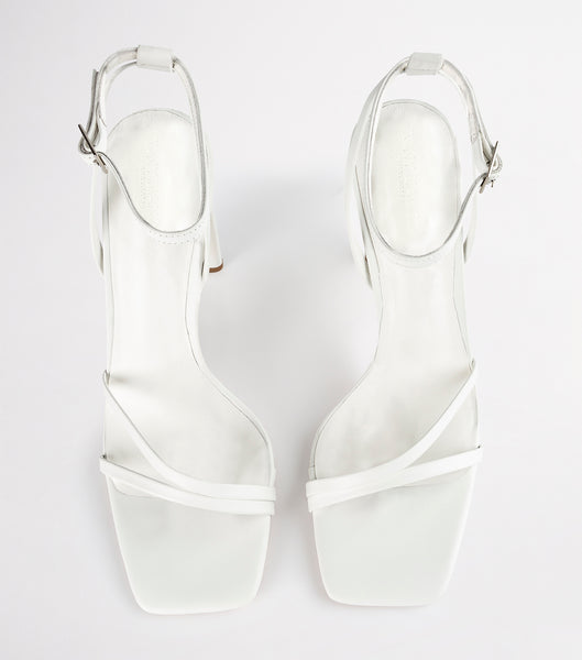 White Tony Bianco Fiance Milk Capretto 11cm Strappy Heels | ZAQAV94065