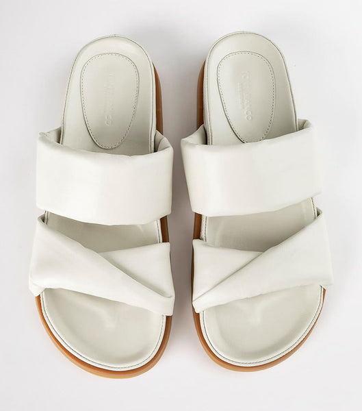 White Tony Bianco Henry Dove Nappa 3.5cm Flat Sandals | PZAQX87578