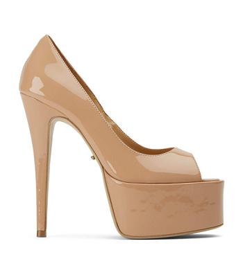 Beige Tony Bianco Jolee Nude Patent 15cm Platform Shoes | ZADFL57953