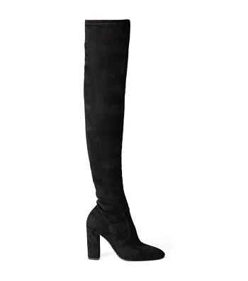 Black Tony Bianco Bloom Black Stretch Suede 9.5cm Heeled Boots | QZAWA27656