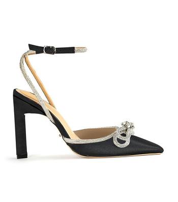 Black Tony Bianco Elsie Black Satin 10.5cm Bridal Heels | GZAUC91058