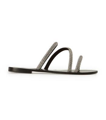 Black Tony Bianco Fusion Crystal/Black Suede 1cm Sandals | YZAGT58520