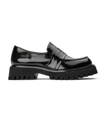 Black Tony Bianco Gisele Black Hi Shine 4cm Loafers | ZANEJ82409