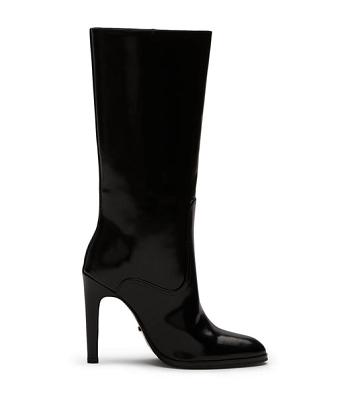 Black Tony Bianco Hadley Black Hi Shine 10.5cm Mid Calf Boots | XZAGW81870