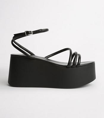 Black Tony Bianco Tory Black Sheep Nappa 9.5cm Strappy Heels | DZAKV70621