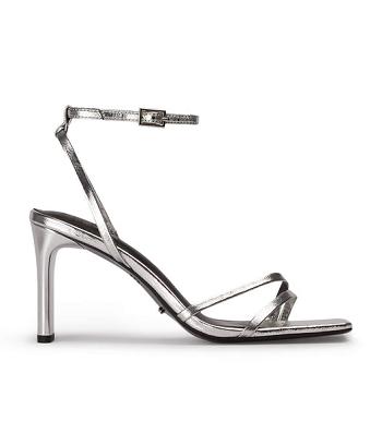 Silver Tony Bianco Corso Silver Foil 8.5cm Strappy Heels | DZAKV18518